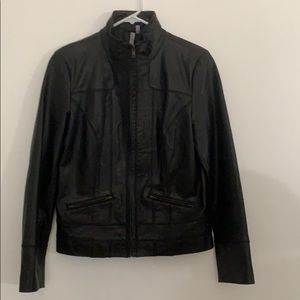 Caslon black, leather moto jacket. NWOT. Genuine leather.